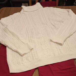 Amazon Size XXL Ivory Cable Knit Turtleneck Sweater